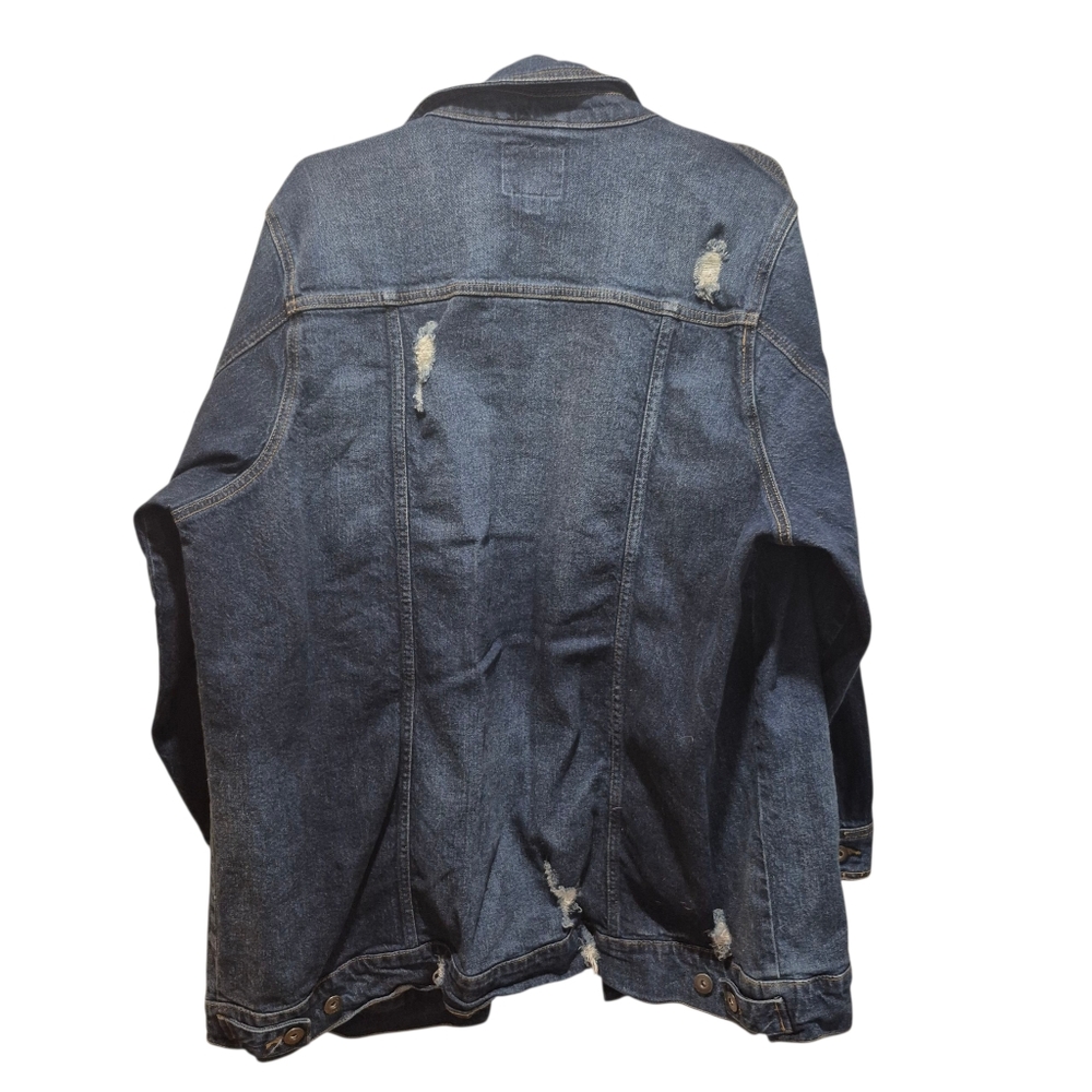 Torrid Size 3X Blue Denim Distressed Trucker Jean Jacket Plus Size - Picture 3 of 5